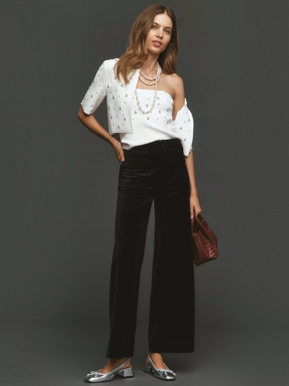 Maeve Anthropologie Colette Full Length Velvet Wide Leg Pants Green Size 32